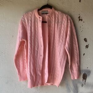 Elegant Pink Cable Knit Cardigan